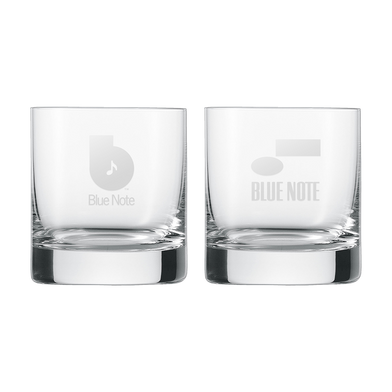 Vintage B Logo Etched Glass and Vintage Blue Note Logo Etched Glass