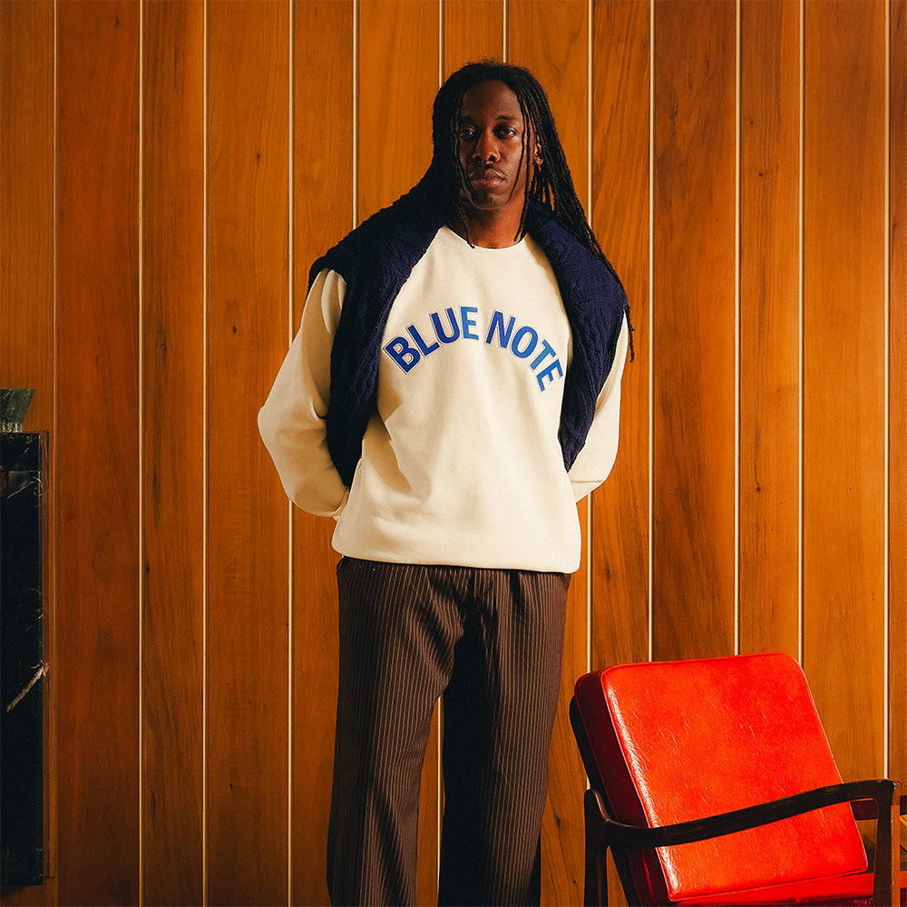 Blue Note Applique Crewneck Bone