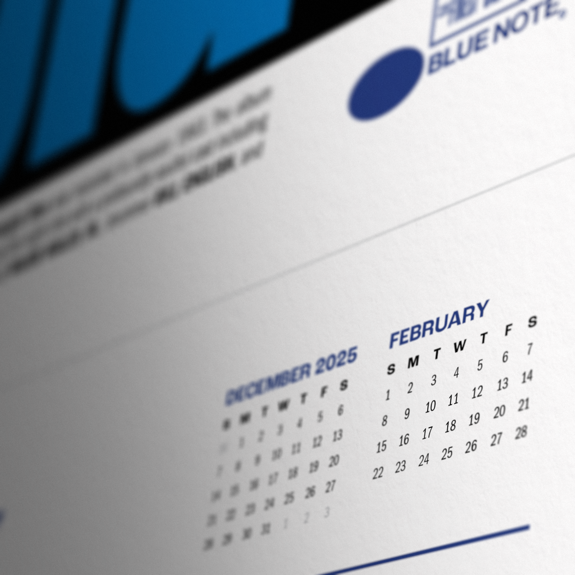 2026 Blue Note Calendar Detail