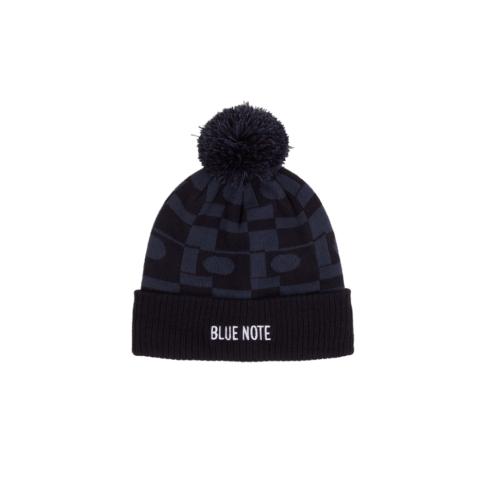 All-Over Print Navy Pom Beanie