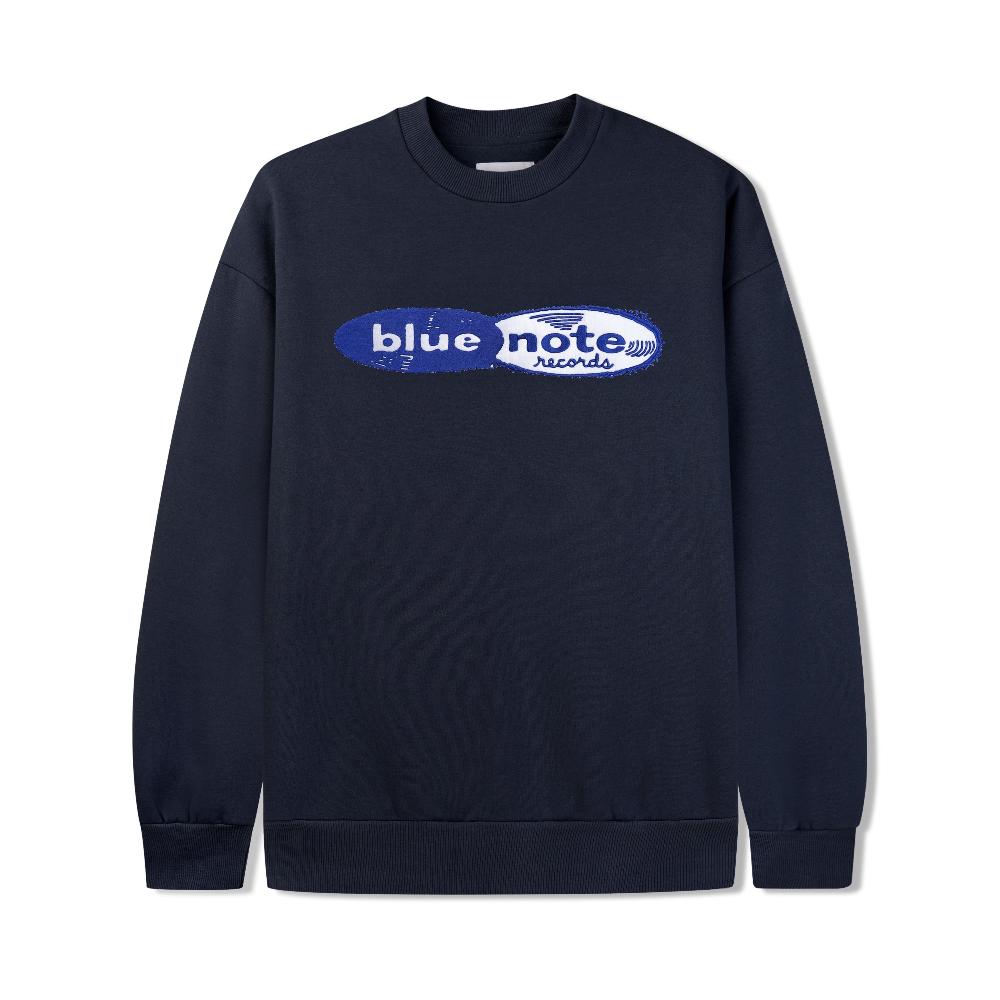 Blue Note x Butter Goods - Records Logo Felt Applique Crewneck Blue Front