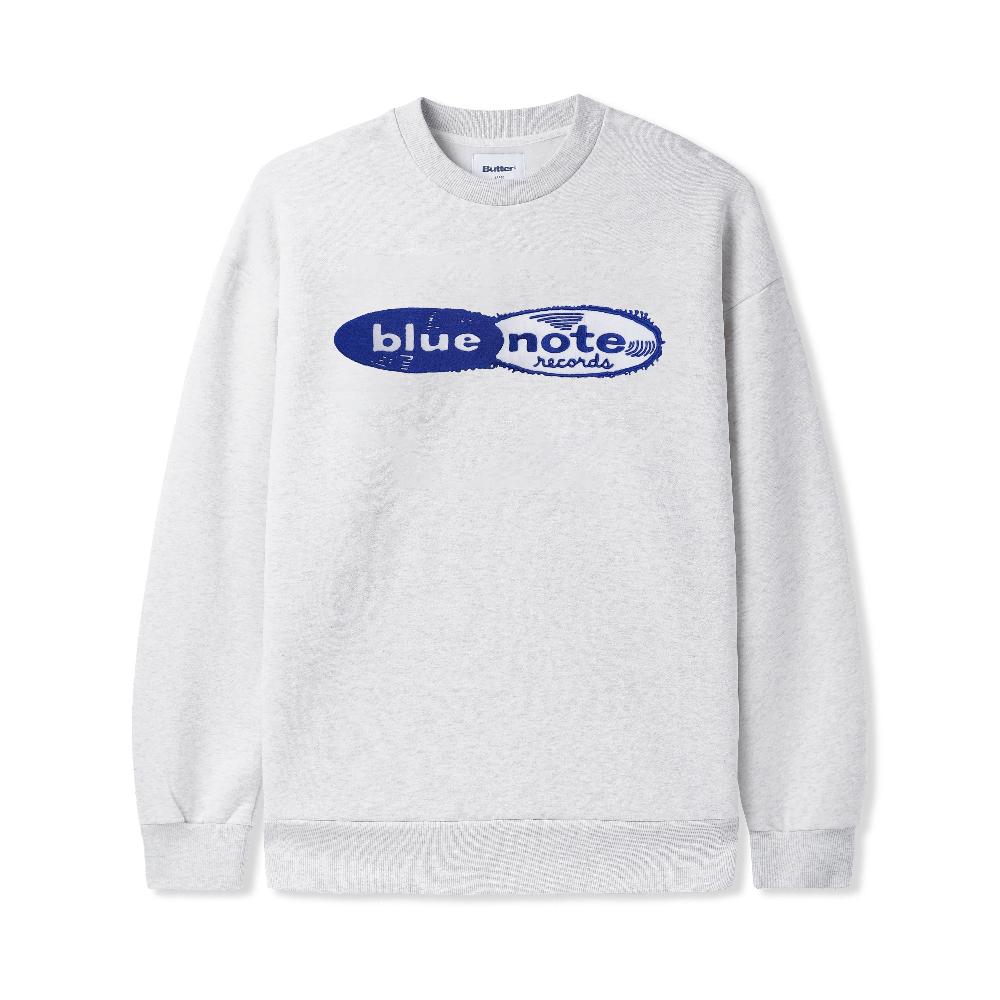 Blue Note x Butter Goods - Records Logo Felt Applique Crewneck ASh Front