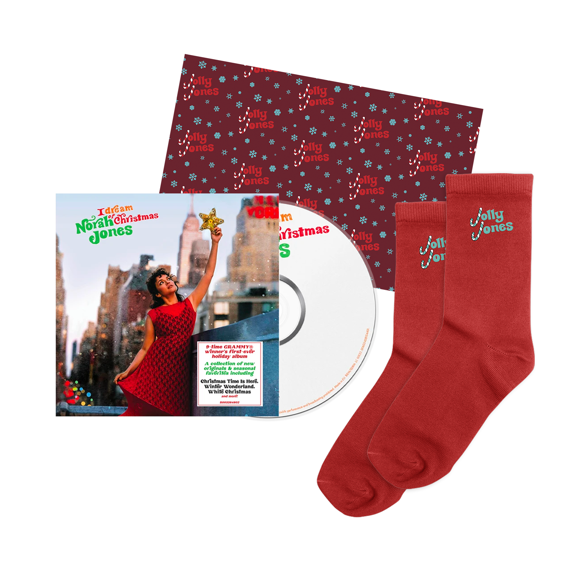 Norah Jones - I Dream Of Christmas CD + Socks + Wrapping Paper Bundle