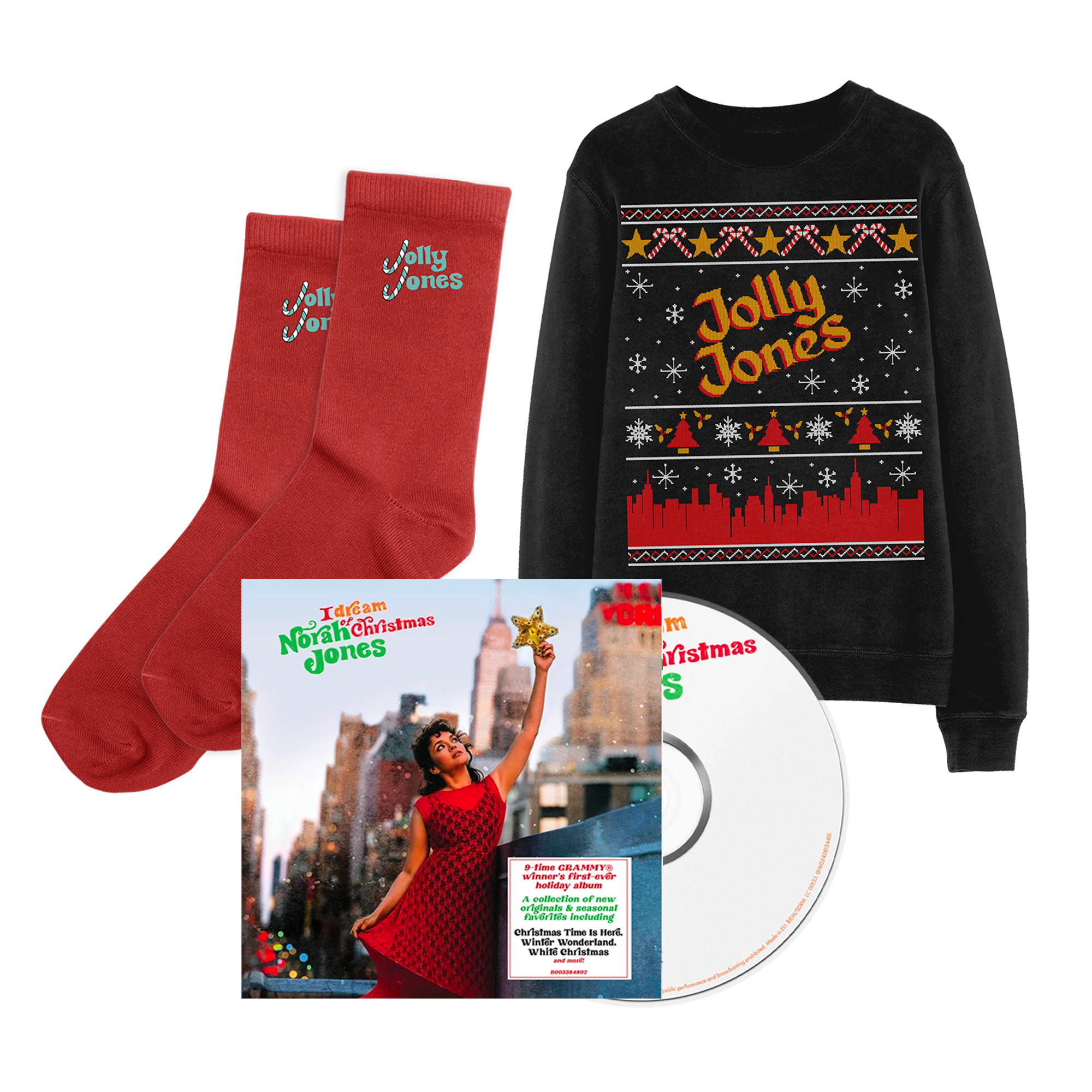 Norah Jones - I Dream Of Christmas CD + Socks + Sweatshirt Bundle