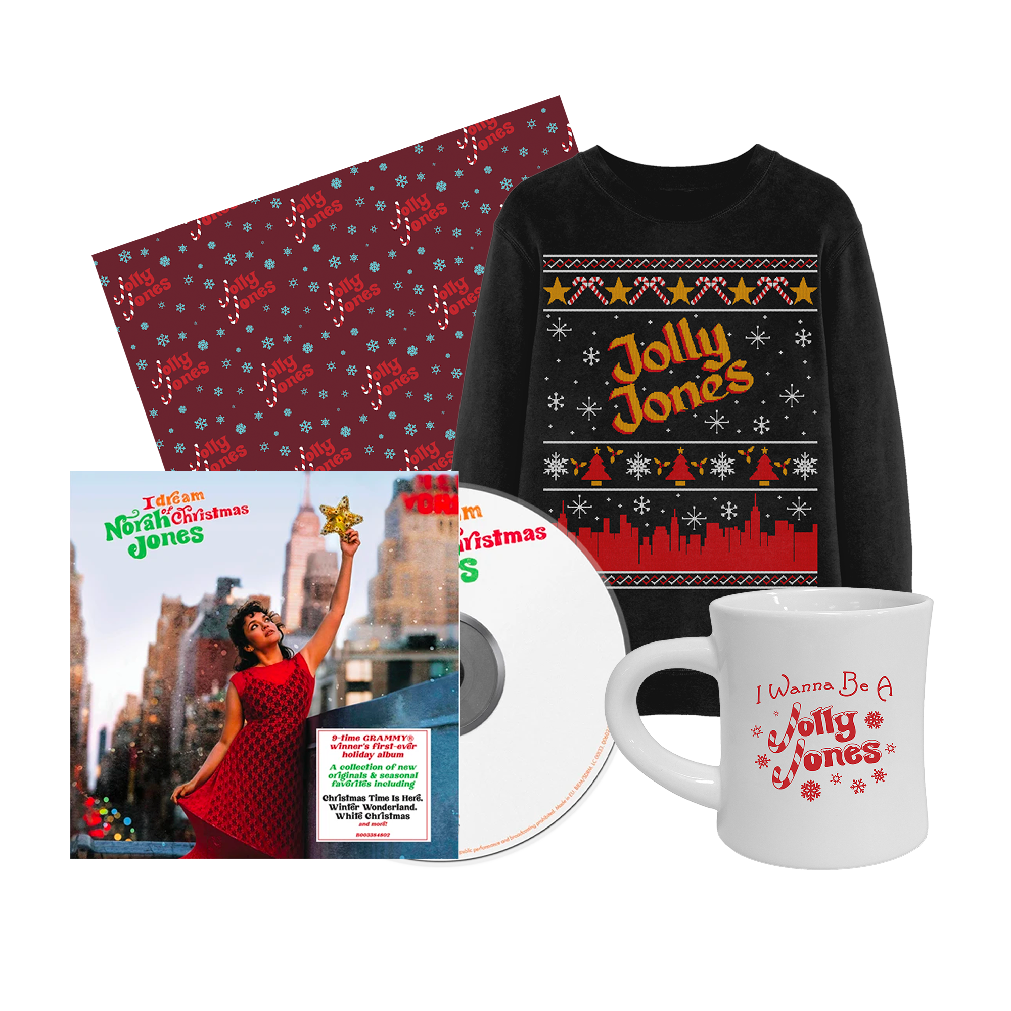 Norah Jones - I Dream Of Christmas CD + Sweatshirt + Mug + Wrapping Paper Bundle