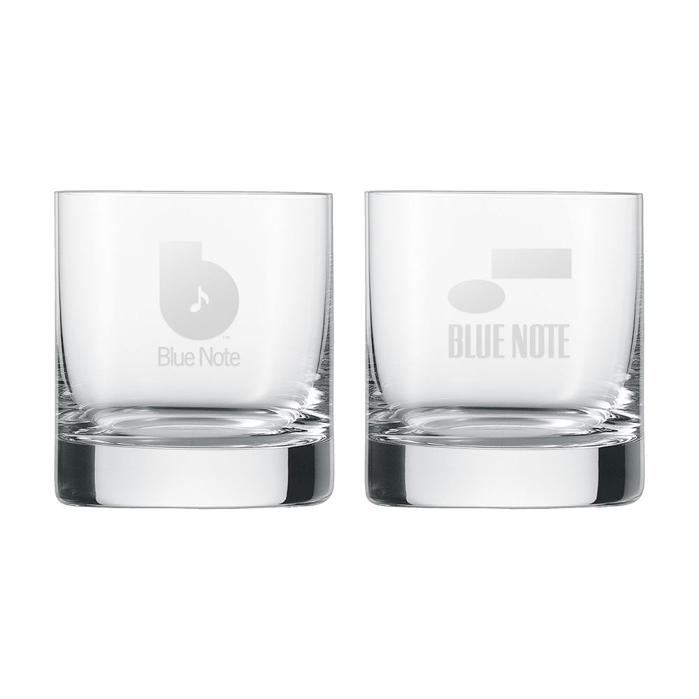 Vintage B Logo Etched Glass and Vintage Blue Note Logo Etched Glass