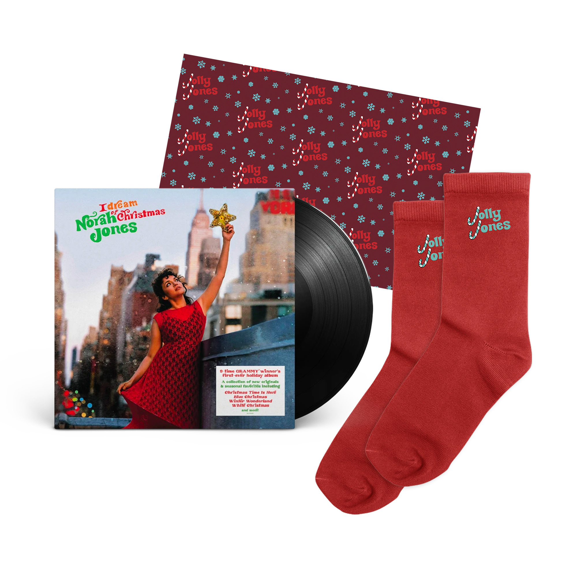 Norah Jones - I Dream Of Christmas LP + Socks + Wrapping Paper Bundle